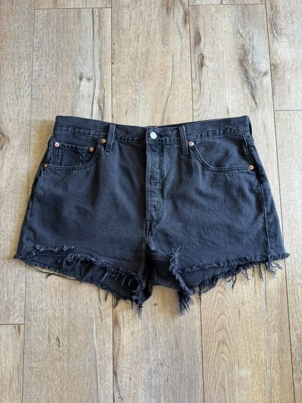 Levi's 501 Original 100% Cotton Black Button Fly Cut Off Jean Shorts Size 34